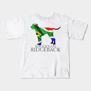 Rhodesian Ridgeback South Africa flag black Kids T-Shirt